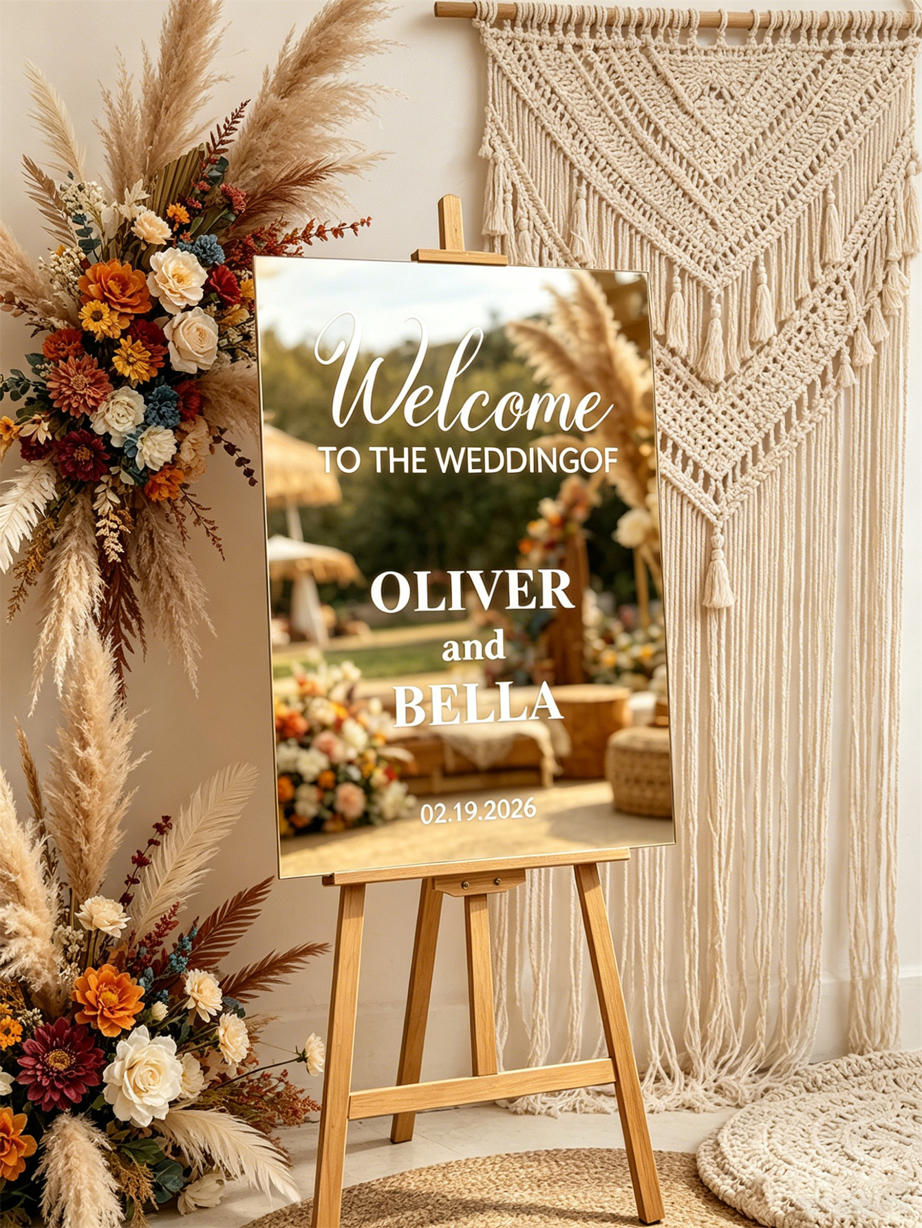Mirror acrylic welcome signs, golden mirror wedding direction signs, custom wedding direction signs, ceremony welcome signs